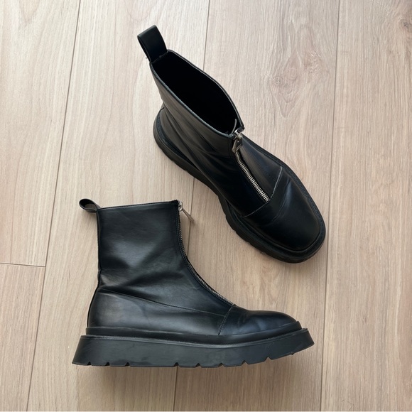 Zara Shoes - ZARA 2021 front zip black moto boots 39